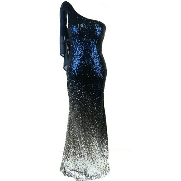 NWT Angel Fashions One Shoulder Sequin Prom Dress - Picture 3 of 8